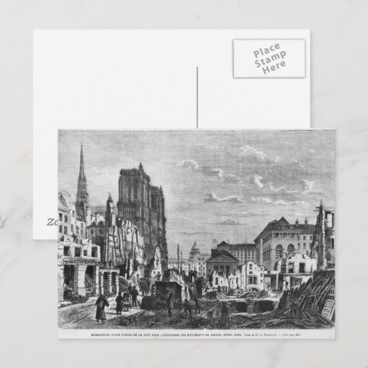 Parijs, sloop van een deel van de Cite Briefkaart (Voorkant / Achterkant)