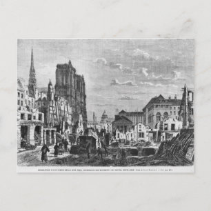 Parijs, sloop van een deel van de Cite Briefkaart