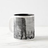 Parijs, sloop van een deel van de Cite Tweekleurige Koffiemok (Voorkant links)