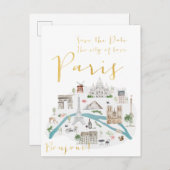 Parijs sparen de Datum Aankondigingskaart (Voorkant / Achterkant)