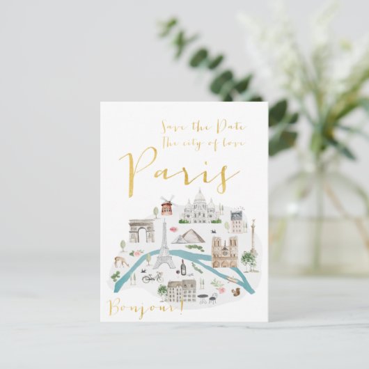 Parijs sparen de Datum Aankondigingskaart (Staand voorkant)