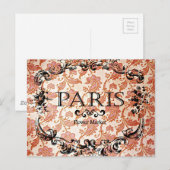 Parijs-teken op Damask Briefkaart (Voorkant / Achterkant)