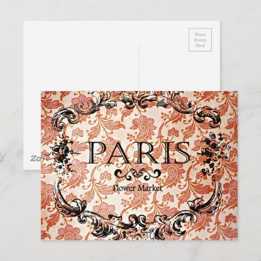  Parijs-teken op Damask Briefkaart (Voorkant / Achterkant)