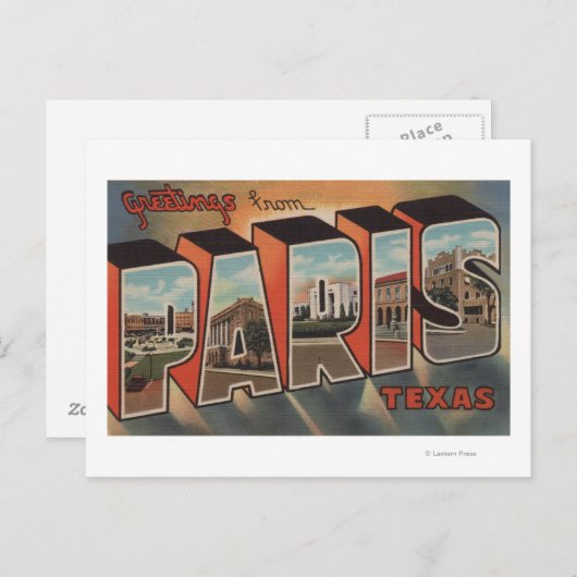 Parijs, TexasLarge Letter ScenesParis, TX Briefkaart (Voorkant / Achterkant)