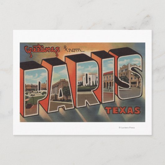 Parijs, TexasLarge Letter ScenesParis, TX Briefkaart (Voorkant)