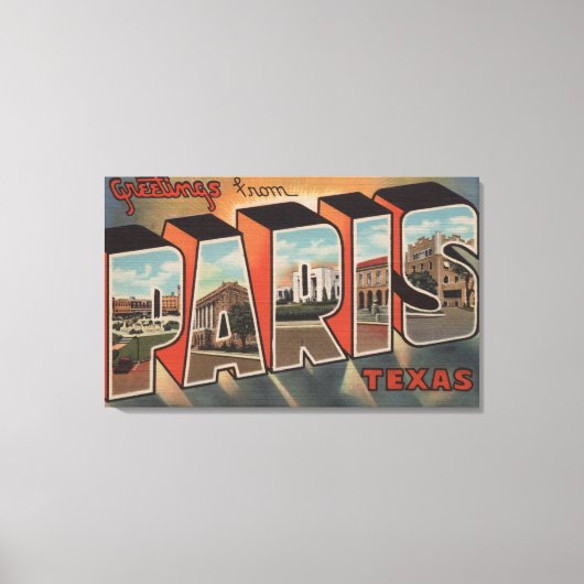 Parijs, TexasLarge Letter ScenesParis, TX Canvas Afdruk (Voorkant)