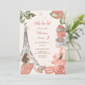 Parijs thema frans verjaardagsfeest kaart (Staand voorkant)