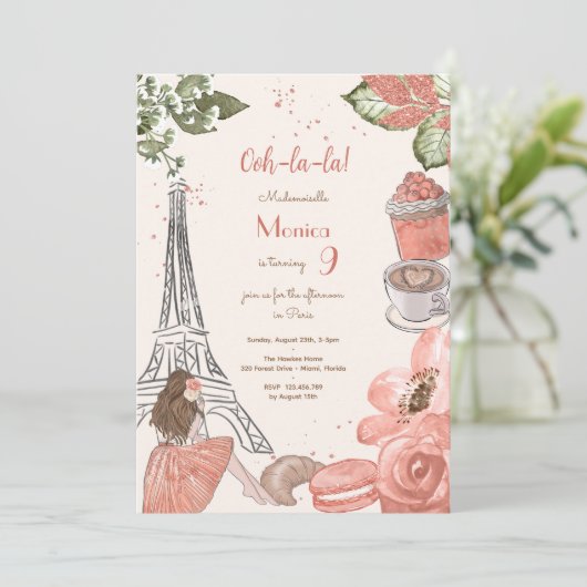 Parijs thema frans verjaardagsfeest kaart (Staand voorkant)