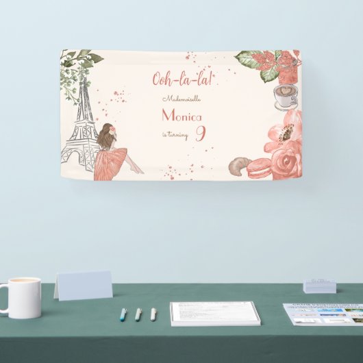 Parijs thema frans verjaardagsfeest spandoek (Beurs)