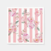 Parijs thema roze strepen bloemenpioen bruids servet (Voorkant)