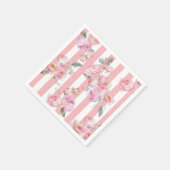 Parijs thema roze strepen bloemenpioen bruids servet (Hoek)