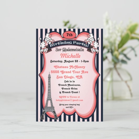 Parijs thema Uitnodigingen op feestdag (Staand voorkant)