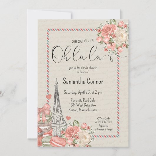  Parijs Thema Vrijgezellenfeest Kaart (Voorkant)