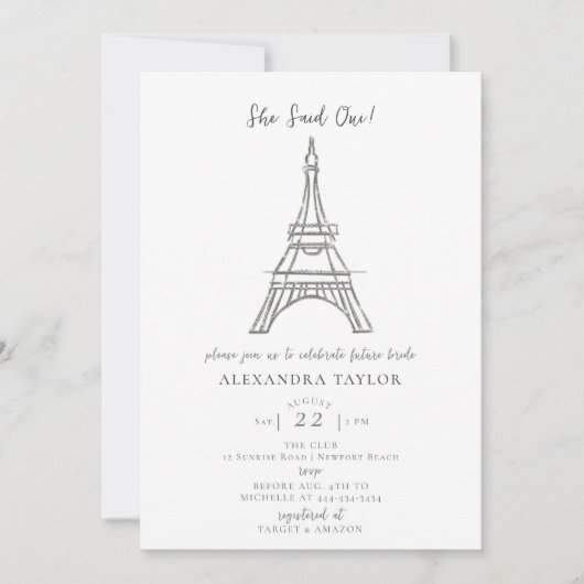 Parijs thema Ze zei Oui Eiffel Vrijgezellenfeest Kaart (Voorkant)