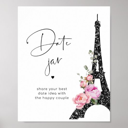 Parijs thema zwart roze Eiffeltoren Datumpot Poster (Voorkant)