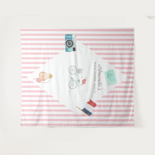 Parijs Themaparty Bruidsmeisjes Borrel Fotohokje Wandkleed (Voorkant (horizontaal))