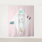 Parijs Themaparty Bruidsmeisjes Borrel Fotohokje Wandkleed (Voorkant)