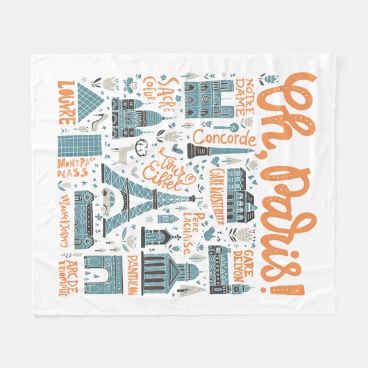 Parijs. | Town Typografie Fleece Deken (Voorkant (Horizontaal))