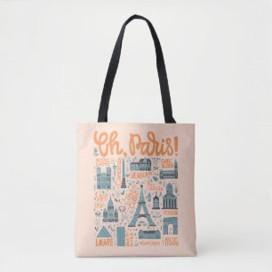 Parijs.   Town Typografie Tote Bag