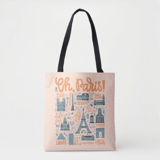 Parijs. | Town Typografie Tote Bag (Voorkant)
