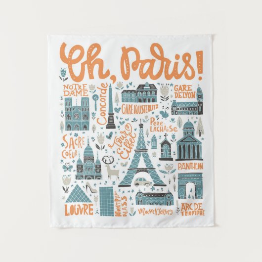 Parijs. | Town Typografie Wandkleed (Voorkant)