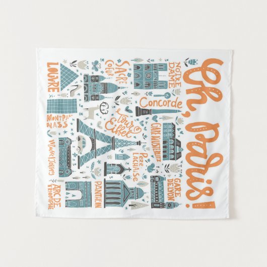 Parijs. | Town Typografie Wandkleed (Voorkant (horizontaal))