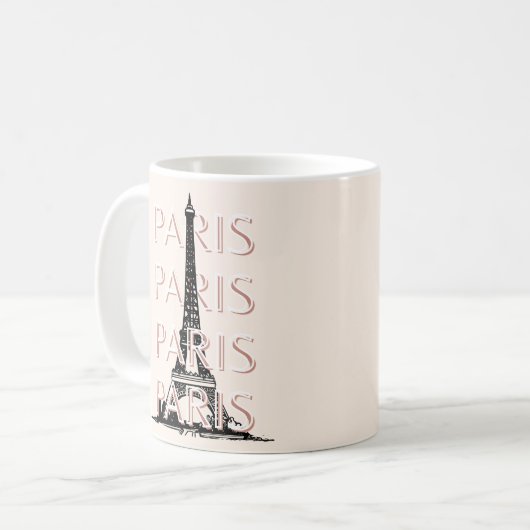 Parijs Travel Art, Travel Art, Pastel, Minimalisti Koffiemok (Voorkant links)