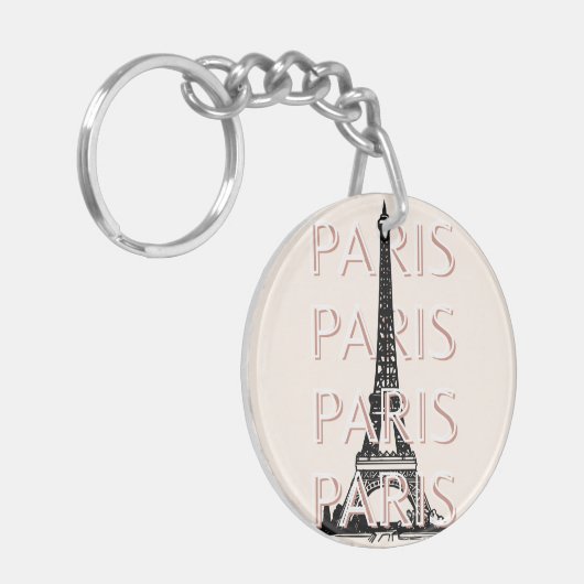 Parijs Travel Art, Travel Art, Pastel, Minimalisti Sleutelhanger (Voorkant Links)
