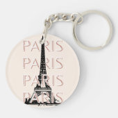 Parijs Travel Art, Travel Art, Pastel, Minimalisti Sleutelhanger (Achterkant)