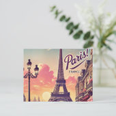 Parijs Travel Briefkaart – Retro Eiffeltoren (Staand voorkant)