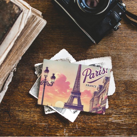 Parijs Travel Briefkaart – Retro Eiffeltoren
