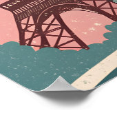 Parijs Travel Poster – Retro Eiffeltoren W (Hoek)