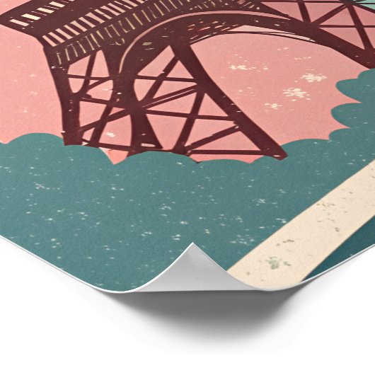  Parijs Travel Poster – Retro Eiffeltoren W (Hoek)