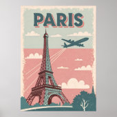 Parijs Travel Poster – Retro Eiffeltoren W (Voorkant)