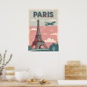 Parijs Travel Poster – Retro Eiffeltoren W (Keuken)