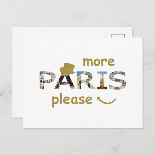 Parijs trekt meer Parijs alsjeblieft Golden Glitte Briefkaart (Voorkant / Achterkant)