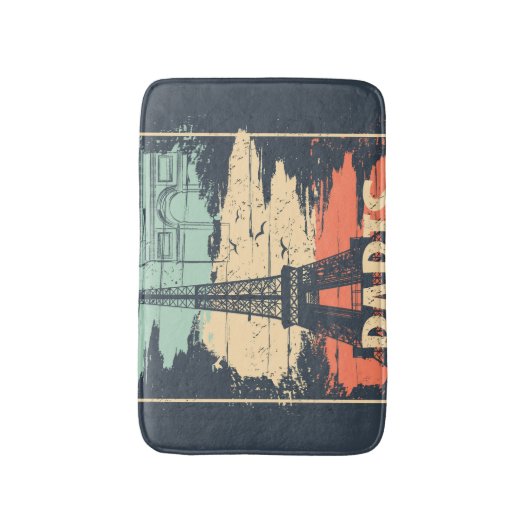 Parijs typografie: abstract Eiffel poster. Badmat (Voorkant Verticaal)