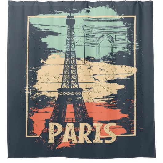 Parijs typografie: abstract Eiffel poster. Douchegordijn (Voorkant)