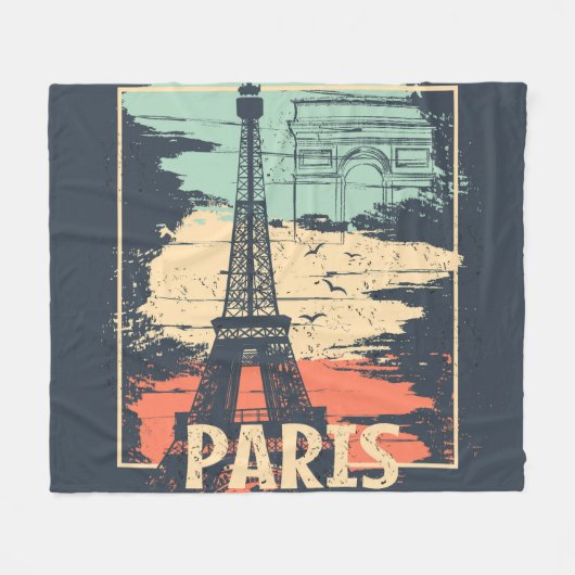 Parijs typografie: abstract Eiffel poster. Fleece Deken (Voorkant (Horizontaal))