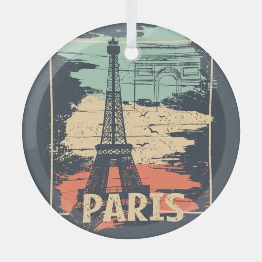 Parijs typografie: abstract Eiffel poster. Glas Ornament (Voorkant)