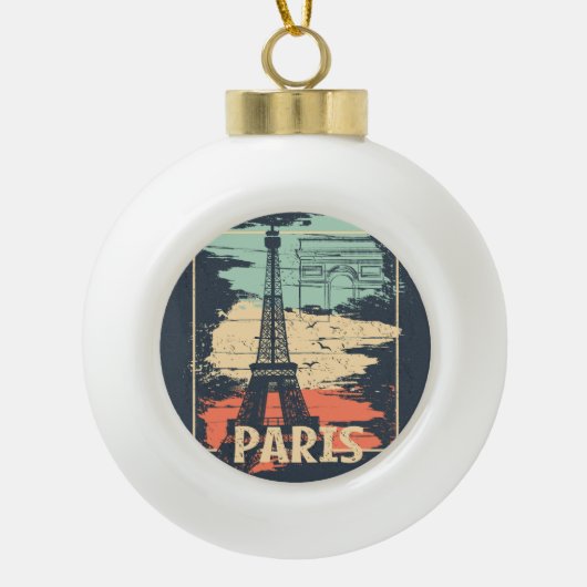 Parijs typografie: abstract Eiffel poster. Keramische Bal Ornament (Voorkant)