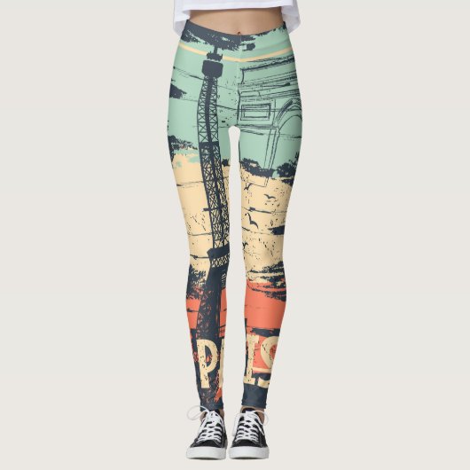 Parijs typografie: abstract Eiffel poster. Leggings (Voorkant)