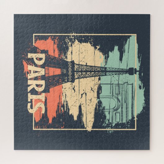 Parijs typografie: abstract Eiffel poster. Legpuzzel (Horizontaal)