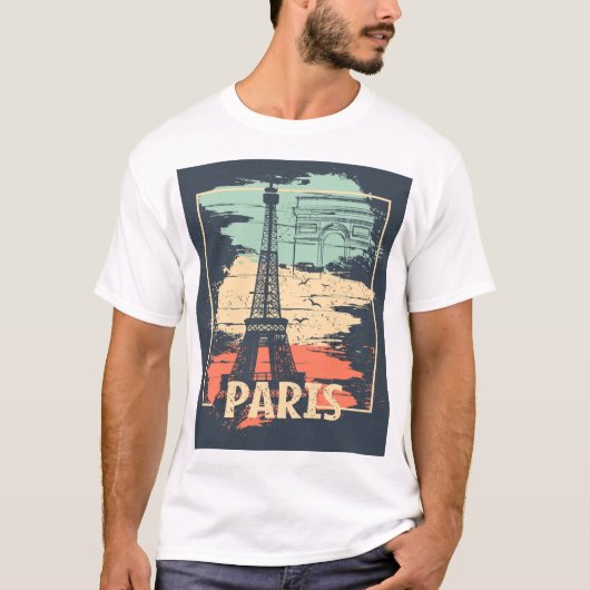 Parijs typografie: abstract Eiffel poster. T-shirt (Voorkant)