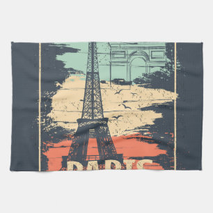 Parijs typografie: abstract Eiffel poster. Theedoek