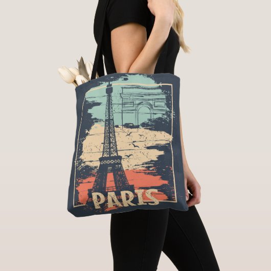 Parijs typografie: abstract Eiffel poster. Tote Bag (Dichtbij)