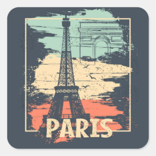 Parijs typografie: abstract Eiffel poster. Vierkante Sticker