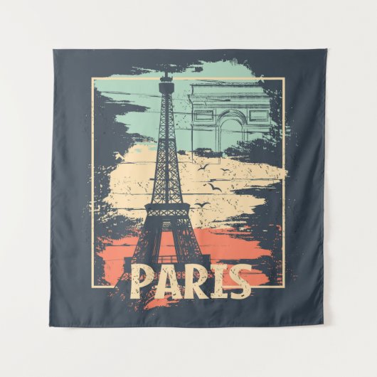 Parijs typografie: abstract Eiffel poster. Wandkleed (Voorkant)
