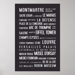 Parijs typografisch poster, grijs poster