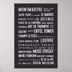 Parijs typografisch poster, grijs poster